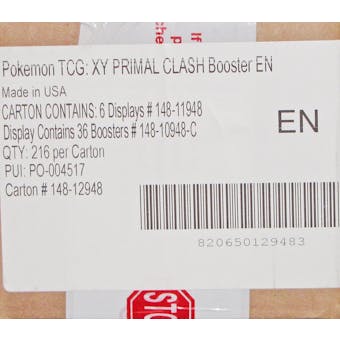 Pokemon XY Primal Clash Booster 6-Box Case