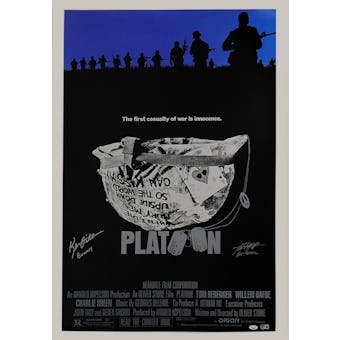 Platoon 27x40 Movie Poster Autographed by John C. McGinley & Kevin Dillon JSA