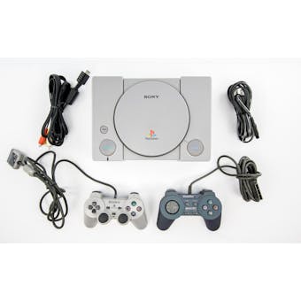 Sony PlayStation (PS1) System W/ 2 Controllers, Paperwork & Game!