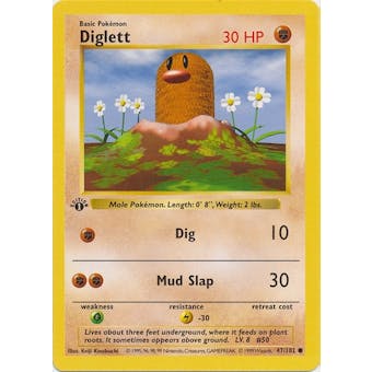 Pokemon Base Set 1st Ed. Single Diglett 47 - SLIGHT PLAY (SP)