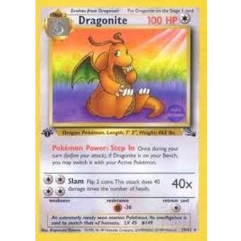 Pokemon Fossil 1st Edition Single Dragonite 19/62 - MODERATE PLAY (MP)