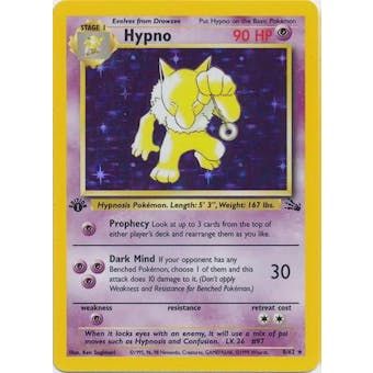 Pokemon Fossil 1st Edition Single Hypno 8/62 - SLIGHT PLAY (SP)