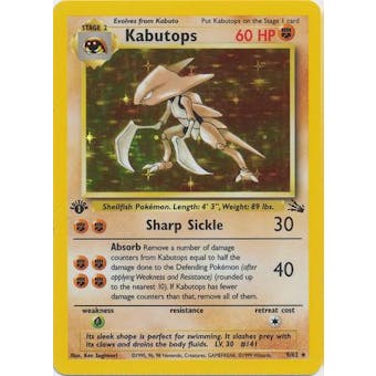 Pokemon Fossil 1st Edition Single Kabutops 9/62 - SLIGHT PLAY (SP)