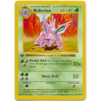 Pokemon Base Set 1st Edition Single Nidorino 37 - SLIGHT PLAY (SP)