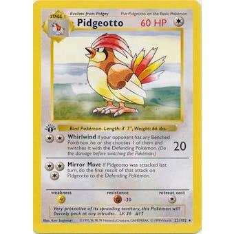 Pokemon Base Set 1st Ed. Single Pidgeotto 22 - SLIGHT PLAY (SP)