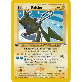 Pokemon Neo Destiny 1st Edition Single Shining Raichu 111/105 - SLIGHT PLAY (SP)