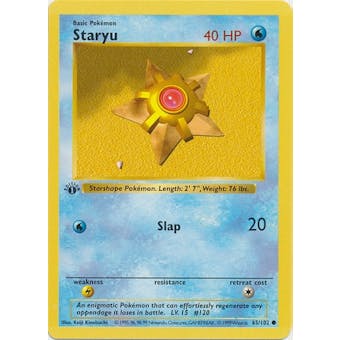 Pokemon Base Set 1st Ed. Single Staryu 65 - SLIGHT PLAY (SP)