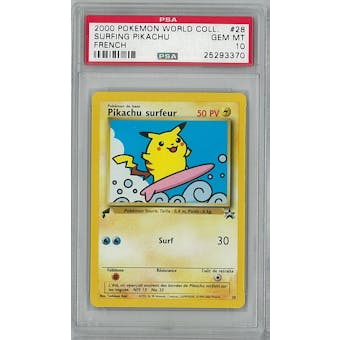 Pokemon World Collection FRENCH Promo Surfing Pikachu #28 PSA 10 GEM MINT