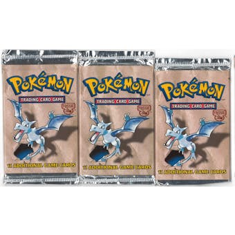 Pokemon Fossil Booster Pack X3 - Three Aerodactyl Art Booster Packs