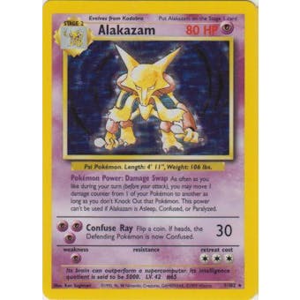 Pokemon Base Set 1 Single Alakazam 1/102 - MODERATE PLAY (MP)