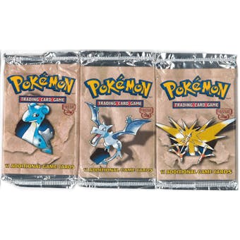 Pokemon Fossil Booster Pack X3 - 1 Pack of each art (Zapdos, Lapras, and Aerodactyl)