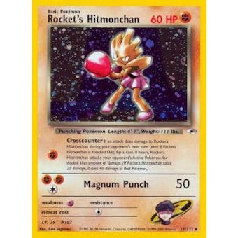 Pokemon Gym Heroes 1st Edition Single Rocket's Hitmonchan 11/132 - MODERATE PLAY (MP)