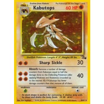 Pokemon Fossil Single Kabutops 9/62 - MODERATE PLAY (MP)