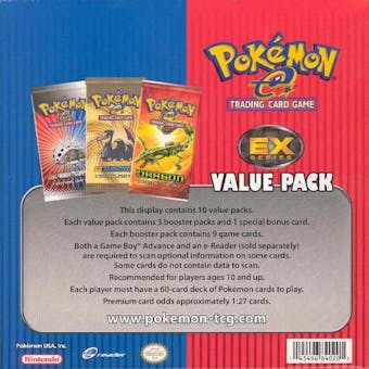 Pokemon 2004 EX Series Value Pack Booster Box w/10 Value Packs + 10 Variant