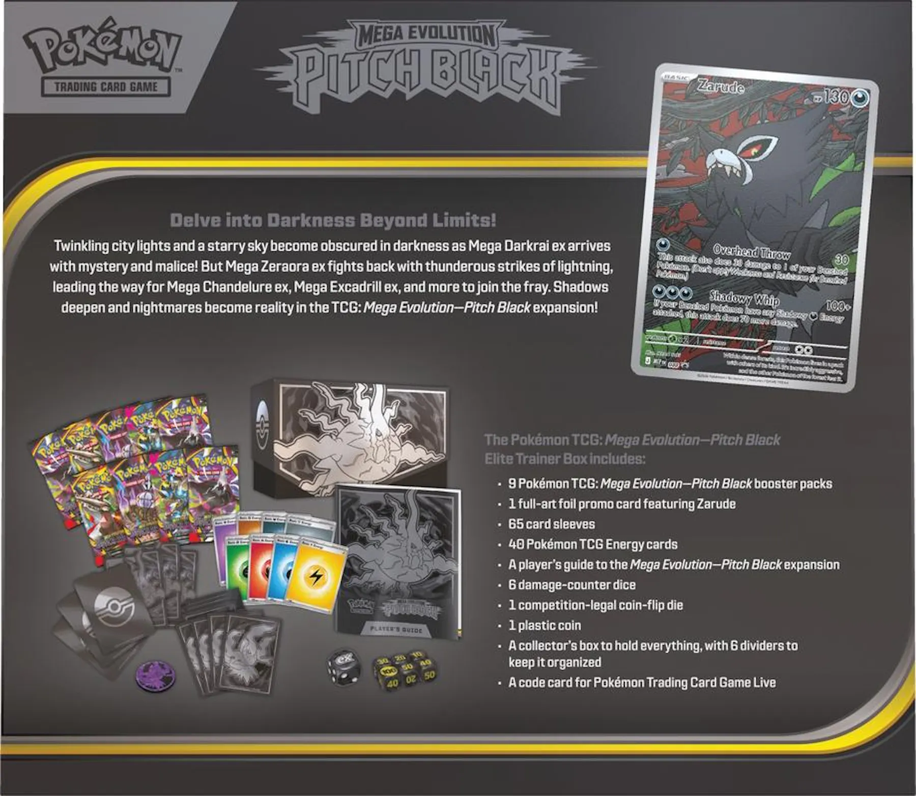 Pokemon Mega Evolution: Pitch Black Elite Trainer Box (Presell) | DA Card World Pokemon Mega Evolution: Pitch Black Elite Trainer Box (Presell) | DA Card World
