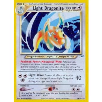 Pokemon Neo Destiny 1st Ed. Single Light Dragonite 14 - SLIGHT PLAY (SP)