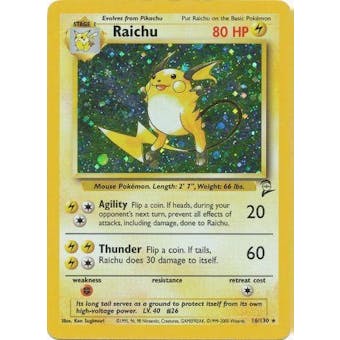 Pokemon Base Set 2 Single Raichu 16/130 - SLIGHT PLAY (SP)