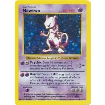 Pokemon Base Set 1 SHADOWLESS Single Mewtwo 10 - MODERATE PLAY (MP)