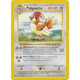 Pokemon Base Set SHADOWLESS Single Pidgeotto 22 - SLIGHT PLAY (SP)
