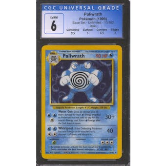 Pokemon Base Set Unlimited Poliwrath 13/102 CGC 6