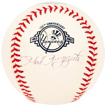 Phil Rizzuto Autographed New York Yankees 100th Anniversary Official MLB Baseball (JSA)