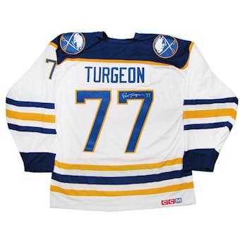 Pierre Turgeon Autographed Buffalo Sabres Throwback White CCM Jersey