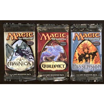 Magic the Gathering Ravnica City of Guilds, Guildpact, Dissension LOT of 3 Booster Packs VINTAGE DRAFTS!