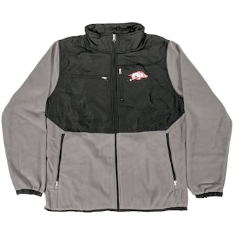 Arkansas Razorbacks Genuine Stuff Grey Full Zip Polar Fleece Jacket (Adult M)