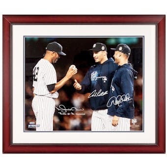Derek Jeter Mariano Rivera Andy Pettitte Autographed Framed 16X20 Yankees #40 (Steiner)
