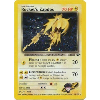 Pokemon Gym Challenge Single Rocket's Zapdos 15/132 - MODERATE PLAY (MP)