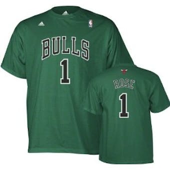 Derrick Rose Chicago Bulls Green Adidas St. Patrick's Day T-Shirt (Adult M)