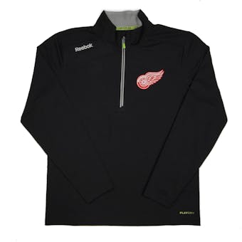 Detroit Red Wings Reebok Black Baselayer Center Ice Performance Quarter Zip Pullover (Adult L)