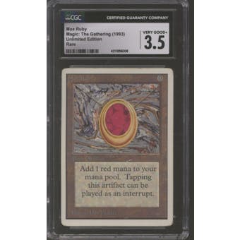 Magic the Gathering Unlimited Mox Ruby CGC 3.5 HEAVILY PLAYED (HP)