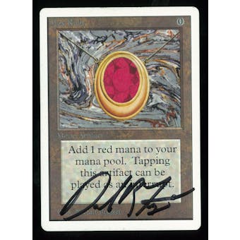 Magic the Gathering Unlimited Single Mox Ruby - SLIGHT PLAY (SP) Artist Signed
