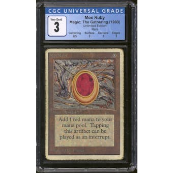 Magic the Gathering Unlimited Mox Ruby CGC 3 MP/HP
