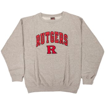 Rutgers Scarlet Knights Genuine Stuff Heather Grey Fleece Crew Sweatshirt (Adult M)
