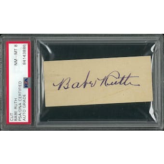 Babe Ruth Autographed Cut PSA/DNA NEAR MINT 8  *Very Rare*      "The Bambino"!!!!