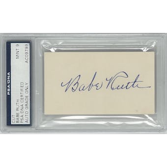 1930's Babe Ruth Autographed Cut PSA/DNA MINT 9  *Very Rare*