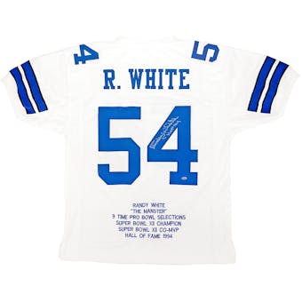 Randy White Autographed Dallas Cowboys White Jersey w/"HOF94" (Leaf Authentics)