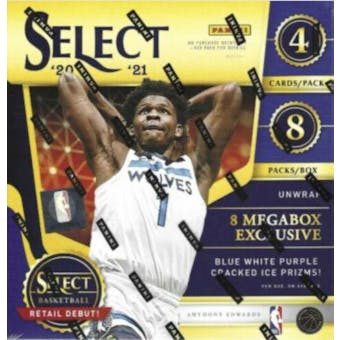 2020/21 Panini Select Basketball Mega Box (Blue, White, Purple Cracked Ice Prizms!)