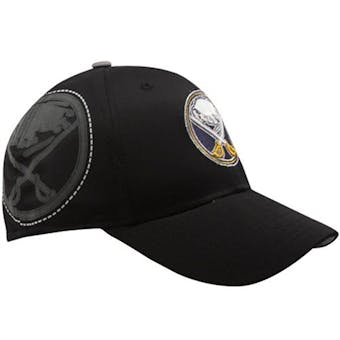 Buffalo Sabres Reebok Black Flocked Logo Flex Fit Hat (Adult L/XL)