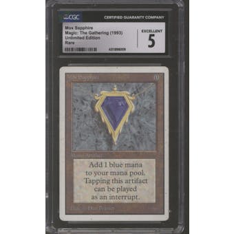 Magic the Gathering Unlimited Mox Sapphire CGC 5 MODERATELY PLAYED (MP)