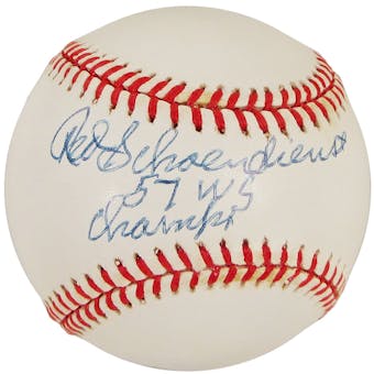 Red Schoendienst Autographed Official MLB Baseball w/ "57 WS Champs" Inscription (Tristar)