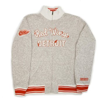 Detroit Red Wings Reebok CCM Heather Grey & Red Fleece Track Jacket (Adult S)