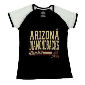 Arizona Diamondbacks Majestic Black Great Comeback V-Neck Tee Shirt (Womens M)