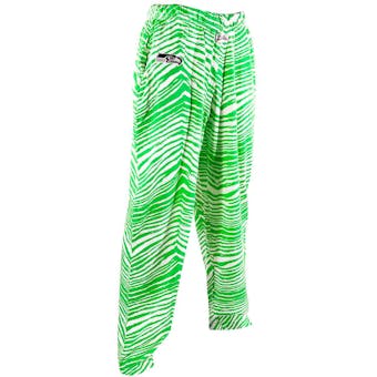 Seattle Seahawks Zubaz Neon Green and White Zebra Print Pants (Adult XXL)