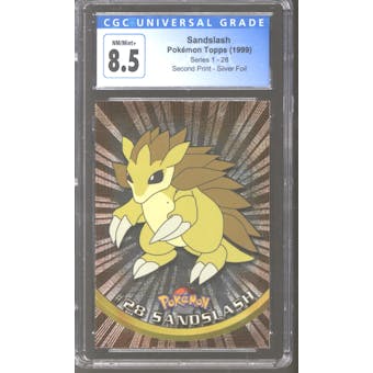 Pokemon Topps Series 1 Silver Foil Sandslash 28 CGC 8.5