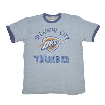 Oklahoma City Thunder Junk Food Vintage Blue Ringer Tee Shirt (Adult M)