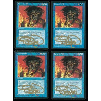 Magic the Gathering Alliances PLAYSET 4x Force of Will (Signed by Artist) - SLIGHT PLAY (SP)