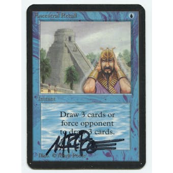 Magic the Gathering Alpha Single Ancestral Recall MARK POOLE SIGNED - MODERATE PLAY (MP)